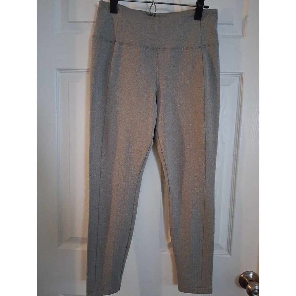 Athleta Delancey Herringbone Tight Leggings Taupe White High Rise Medium EXC